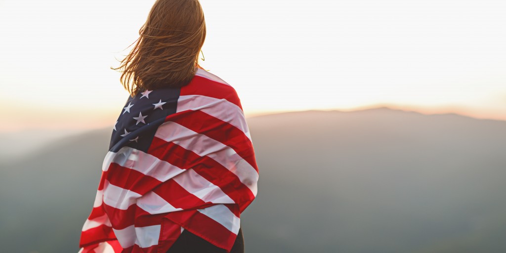 woman with american flag