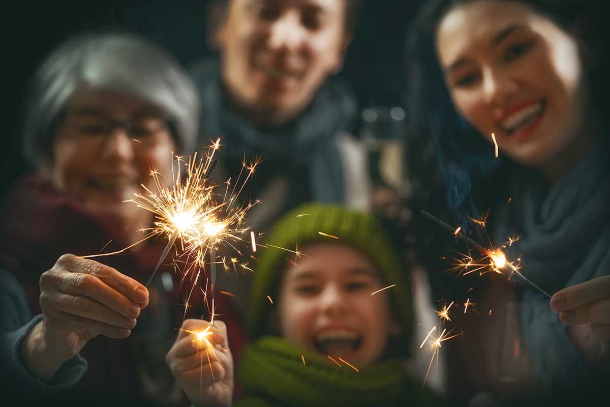 family celebrates sober new years